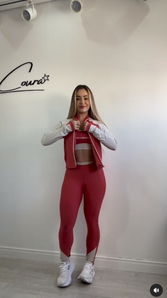 3 PEÇAS/ CONJUNTO - (TOP + LEGGING + JAQUETA)